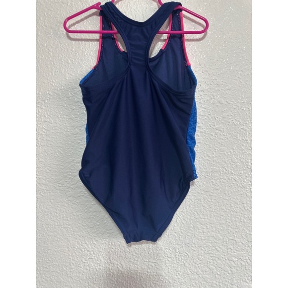 Speedo Kids Swimsuit XS Navy Blue Pink Blue Athletic One Piece Swim Wear - Picture 5 of 6